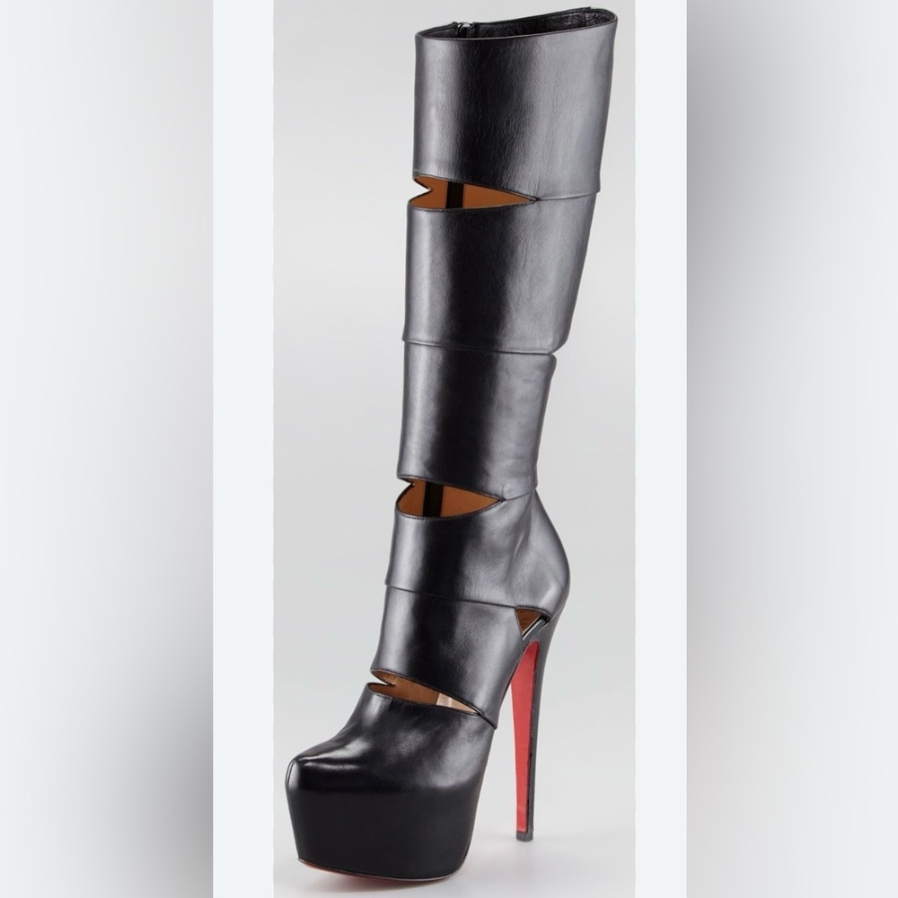 💯 Authentic Christian Louboutin “Bandita” Black Leather Boots 160mm Size 36.5!! - Picture 12 of 15